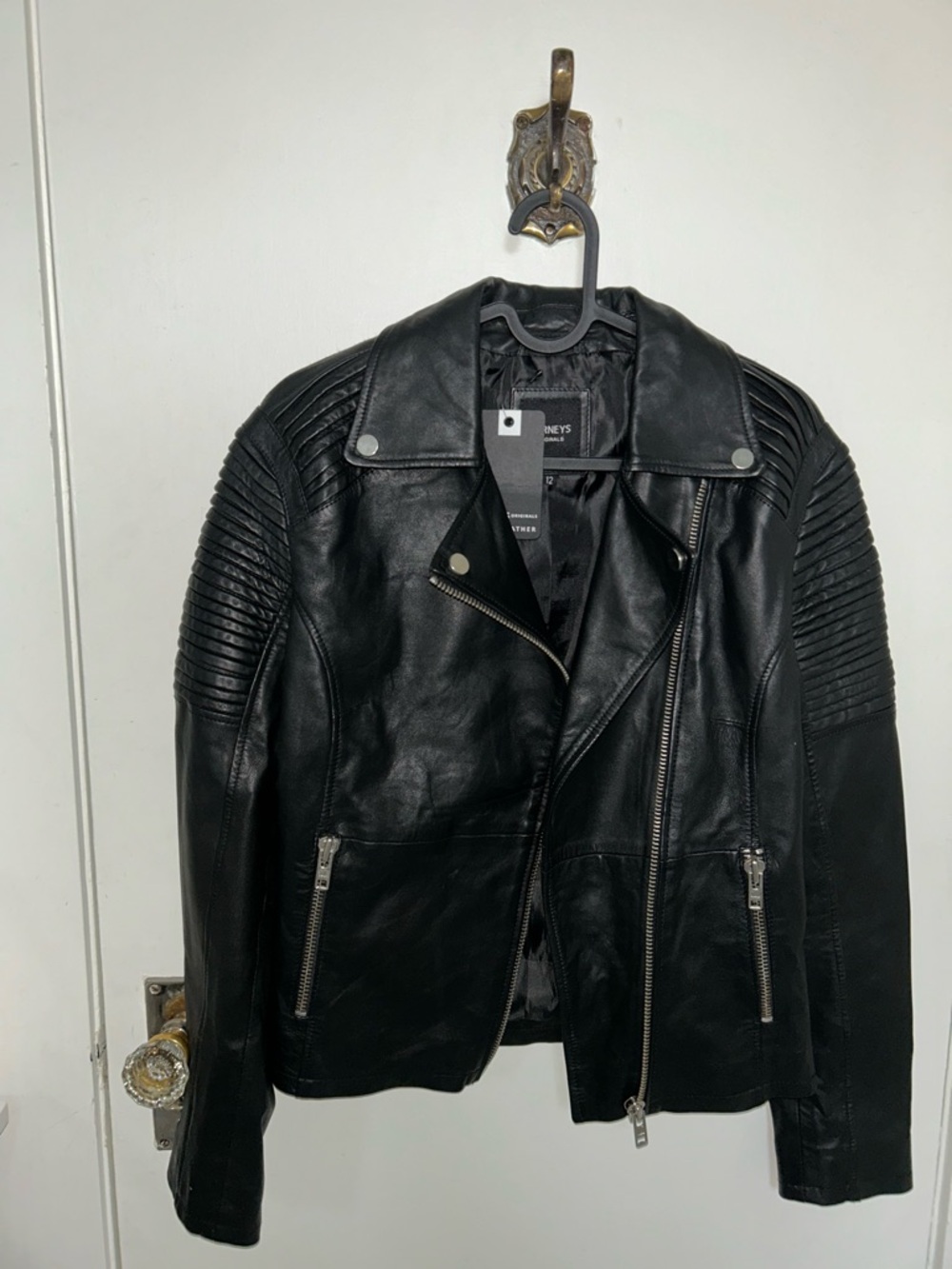 BARNEYS Originals Black Leather Moto Jacket (US 2/XS-S)
